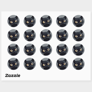 Schwarze Katzenaufkleber passen sie an Runder Aufkleber