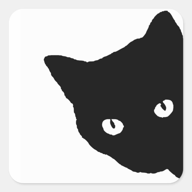 Schwarze Katzenaufkleber Quadratischer Aufkleber (Vorderseite)