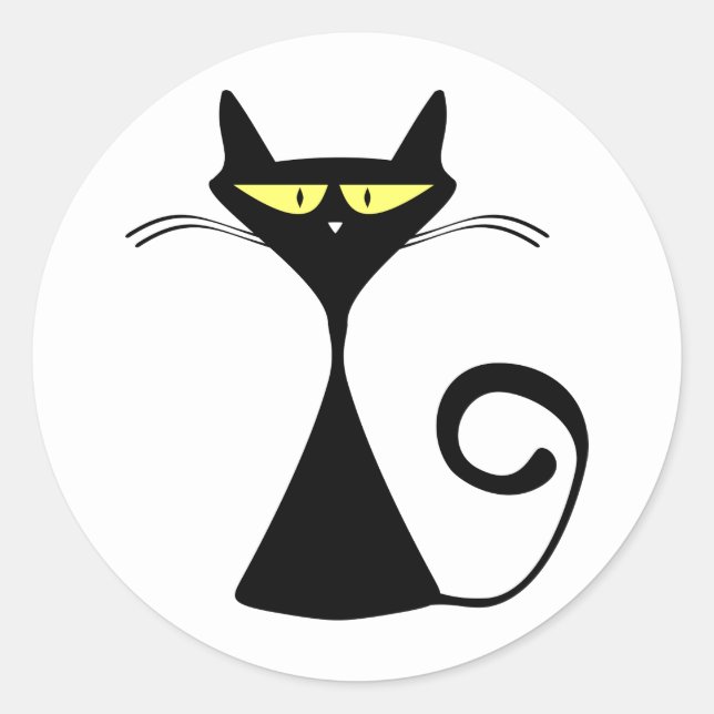 Schwarze Katzenaufkleber Runder Aufkleber (Vorderseite)