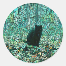 Schwarze Katzenaufkleber Runder Aufkleber
