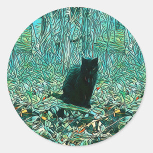 Schwarze Katzenaufkleber Runder Aufkleber