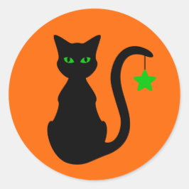 Schwarze Katzenaufkleber Runder Aufkleber