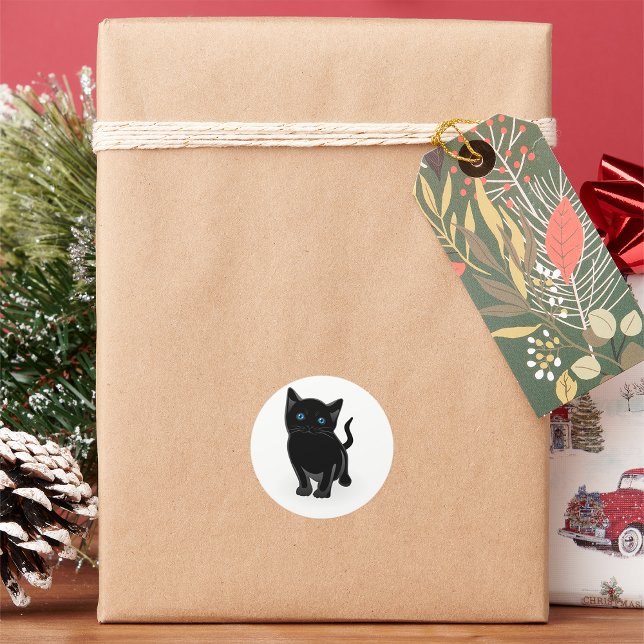 Schwarze Katzenaufkleber Runder Aufkleber (Von Creator hochgeladen)