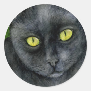 Schwarze Katzenaufkleber Runder Aufkleber