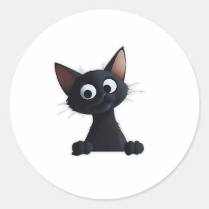 Schwarze Katzenaufkleber Runder Aufkleber