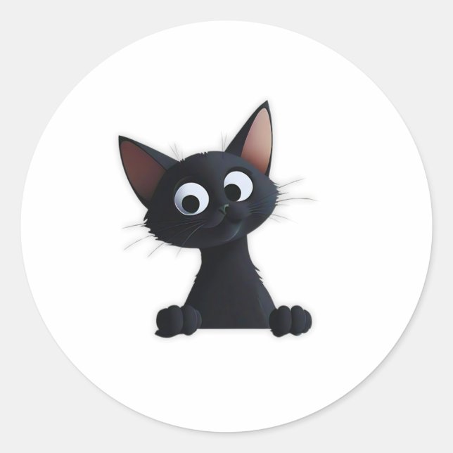 Schwarze Katzenaufkleber Runder Aufkleber (Vorderseite)