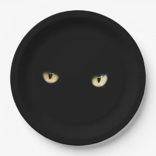 Schwarze Katzenaugen  Halloween Pappteller