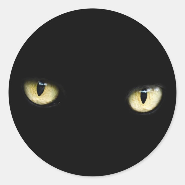 Schwarze Katzenaugen Runder Aufkleber (Vorderseite)