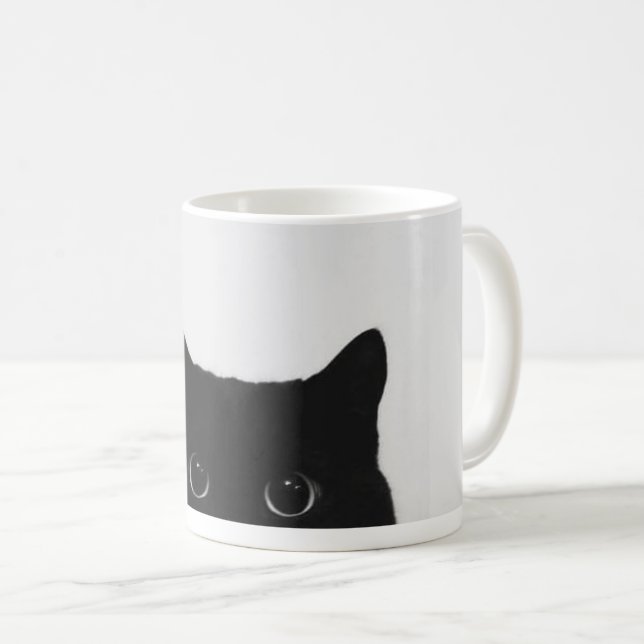 Schwarze Katzenblick-Tasse Kaffeetasse (VorderseiteRechts)