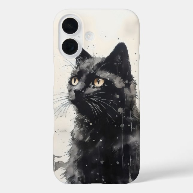Schwarze Katzenfarbe iPhone 16 Hülle (Rückseite)