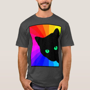 Schwarze Katzenfarbe Prismengrün Augen Katzenjamm T-Shirt