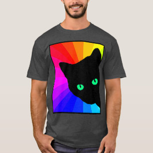 Schwarze Katzenfarbe Prismengrün Augen Katzenjamme T-Shirt