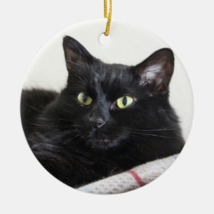 Schwarze Katzenfigur Keramik Ornament