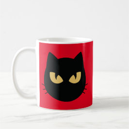 Schwarze Katzenfläche Kaffeetasse