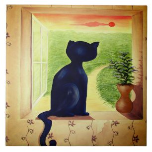 schwarze Katzenfliese Fliese