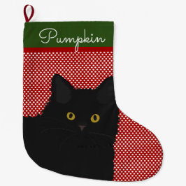 Schwarze Katzengelbe Augen Personalisiert Großer Weihnachtsstrumpf
