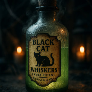 Schwarze Katzenhaare - Halloween-Apothekeretikett Aufkleber