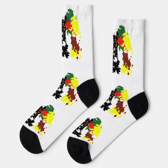 Schwarze Katzenherbst Socken (Linkes Detail)