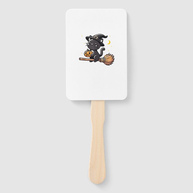 Schwarze Katzenjunges Halloween Kostümknaben Fächer (Vorderseite)
