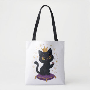 Schwarze Katzenkönigin-Tasche Süße Katzenliebhaber Tasche