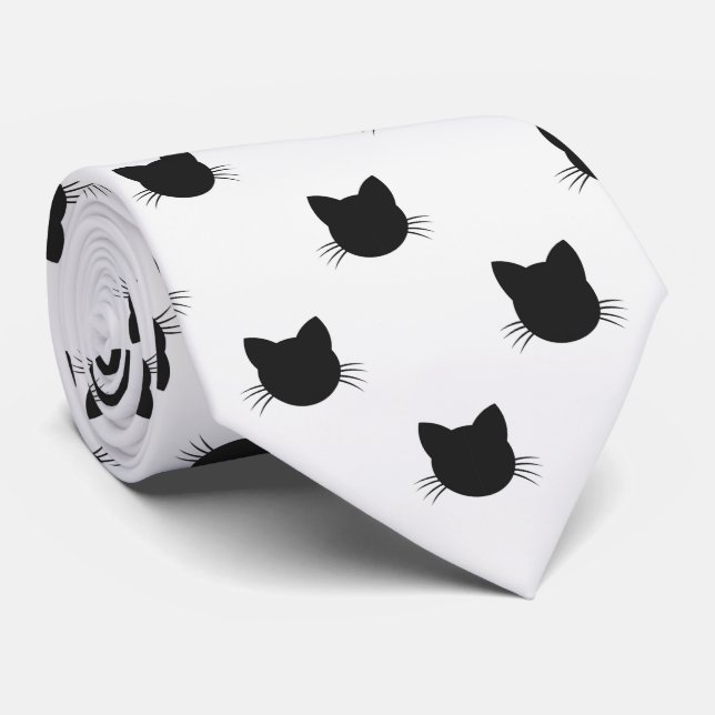 Schwarze Katzenköpfe Neck Tie Krawatte (Gerollt)