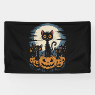 Schwarze Katzenliebhaber Halloween Sternennacht Va Banner