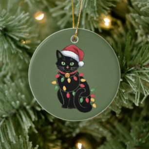 Schwarze Katzenliebhaber Weihnachten Kätzchen Gesc Keramik Ornament