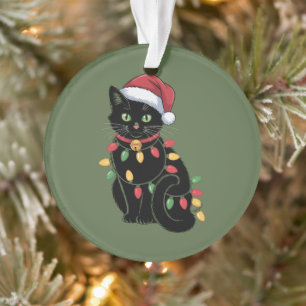 Schwarze Katzenliebhaber Weihnachten Kätzchen Gesc Ornament