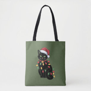 Schwarze Katzenliebhaber Weihnachten Kätzchen Gesc Tasche