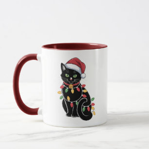 Schwarze Katzenliebhaber Weihnachten Kätzchen Gesc Tasse