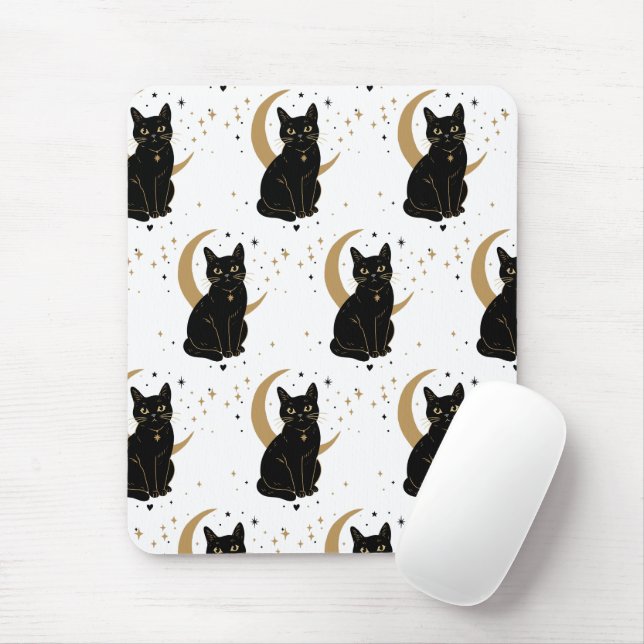Schwarze Katzenmauspad Mousepad (Mit Mouse)