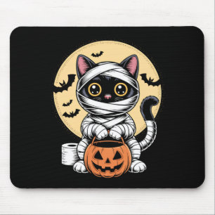Schwarze Katzenmumie Männer Frauen Kinder Hallowee Mousepad