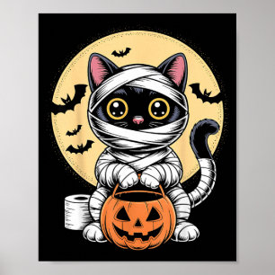 Schwarze Katzenmumie Männer Frauen Kinder Hallowee Poster
