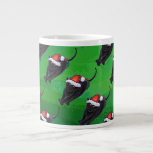 Schwarze Katzenmuster auf Grün Jumbo-Tasse