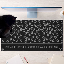 Schwarze Katzenpaw Druckmuster Personalisierter Sc Schreibtischunterlage