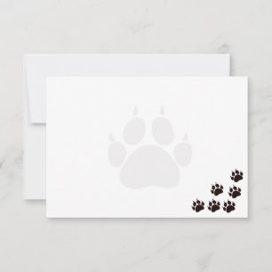 Schwarze Katzenpfotenabdrücke Monogramm Blanko Mitteilungskarte