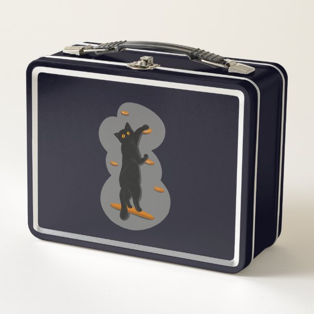 Schwarze Katzenschnecke Metal Lunchbox (Vorderseite)