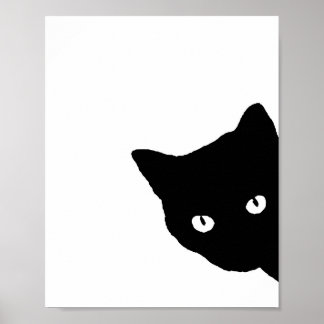Schwarze Katzenseitenansicht weiß Poster