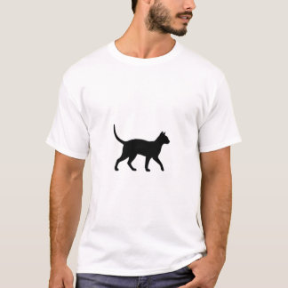 Schwarze Katzensilhouette beim Gehen T-Shirt