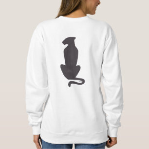 Schwarze Katzensilhouette Frauen weiße Sweatshirt