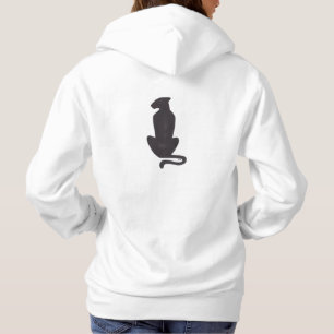 Schwarze Katzensilhouette Frauen weißer Kapuzenpul Hoodie