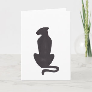 Schwarze Katzensilhouette weiße Grußkarte Karte