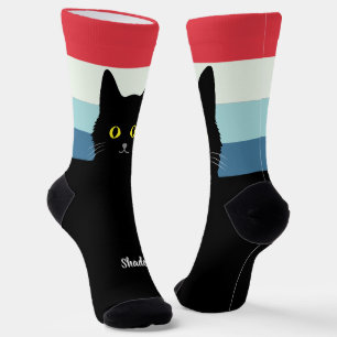 Schwarze Katzensocken Geschenk für Katzenliebhaber Socken
