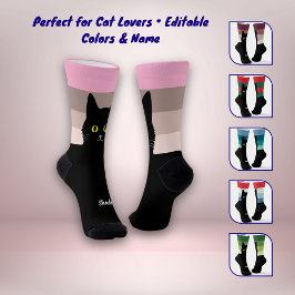 Schwarze Katzensocken Geschenk für Katzenliebhaber Socken