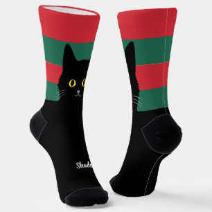 Schwarze Katzensocken Geschenk für Katzenliebhaber Socken