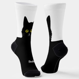 Schwarze Katzensocken Geschenk für Katzenliebhaber Socken