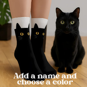 Schwarze Katzensocken mit Individuelle Name - Nied Socken