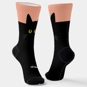 Schwarze Katzensocken mit individuellem Namen – Sü Socken