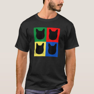 Schwarze Katzkopf-Silhouette Quadrate Tabby  Vater T-Shirt