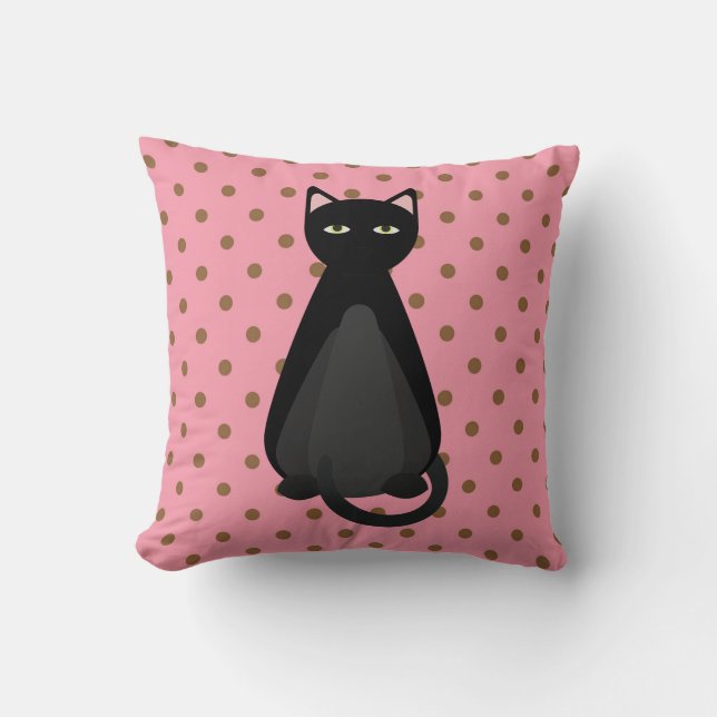 SCHWARZE KATZPINK POLKA DOT PILLOWS KISSEN (Vorderseite)